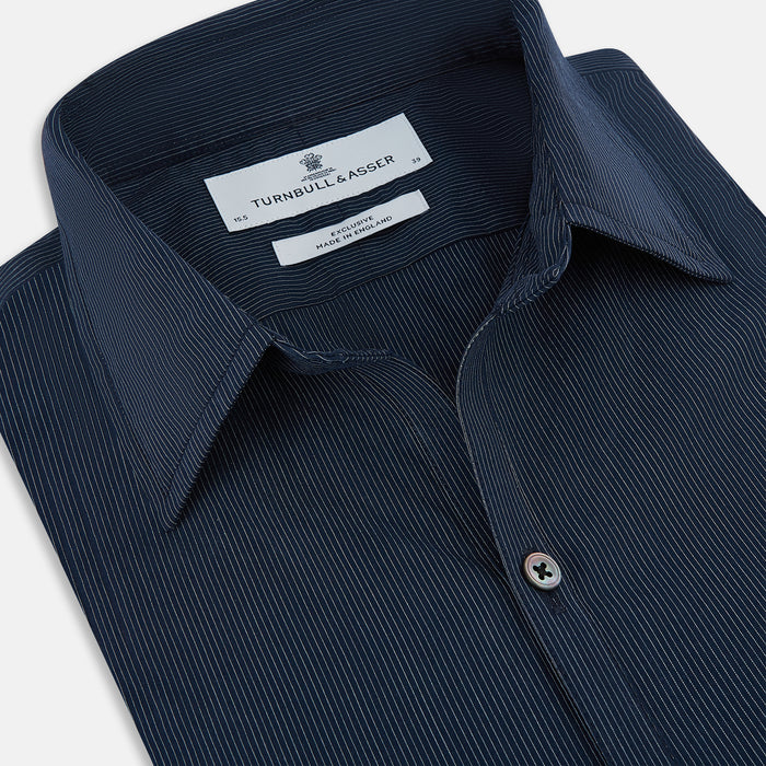 Navy and White Pinstripe Windsor Shirt Image 1