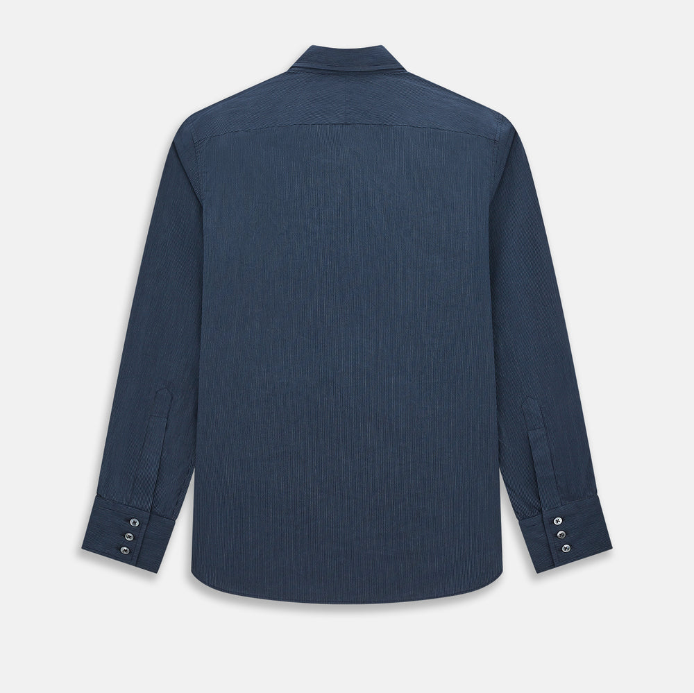 Navy and White Pinstripe Windsor Shirt 19