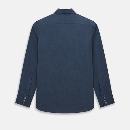 Navy and White Pinstripe Windsor Shirt Image 2