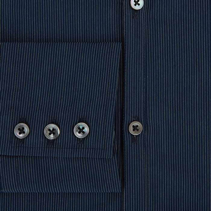 Navy and White Pinstripe Windsor Shirt Image 3