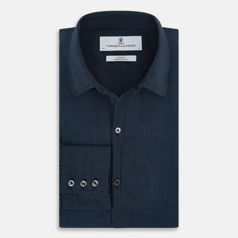 Navy and White Pinstripe Windsor Shirt 19