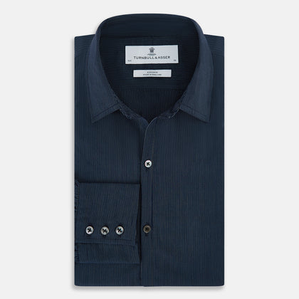 Navy and White Pinstripe Windsor Shirt Image 4