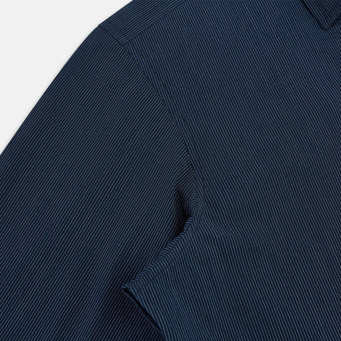 Navy and White Pinstripe Windsor Shirt Image 5