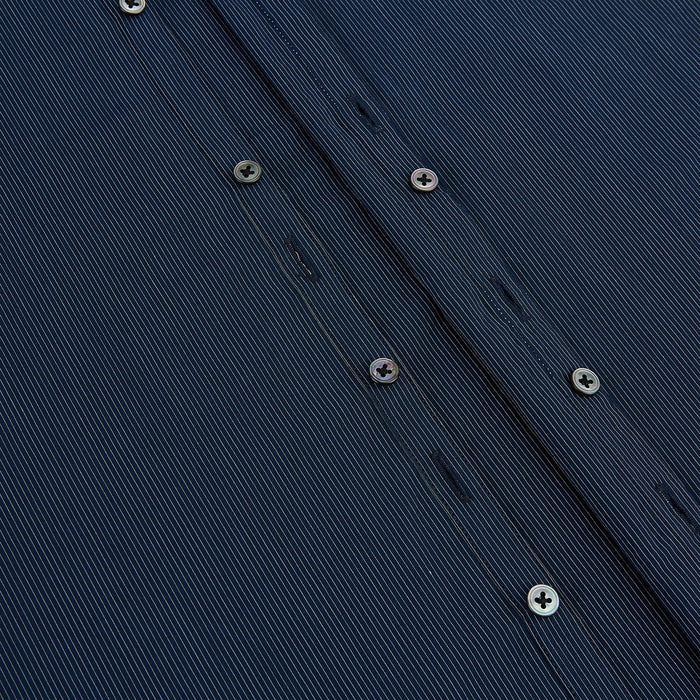 Navy and White Pinstripe Windsor Shirt Image 6