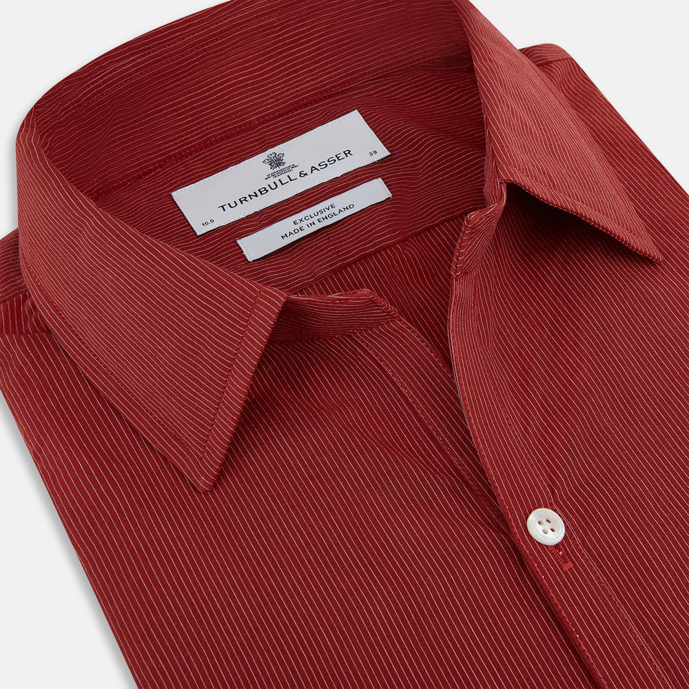 Dark Red Pinstripe Windsor Shirt 19