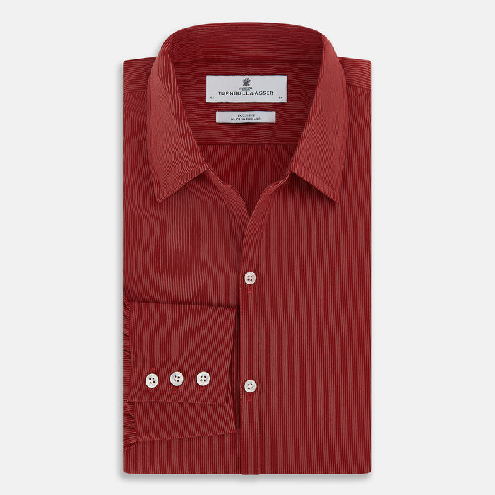 Dark Red Pinstripe Windsor Shirt Image 4