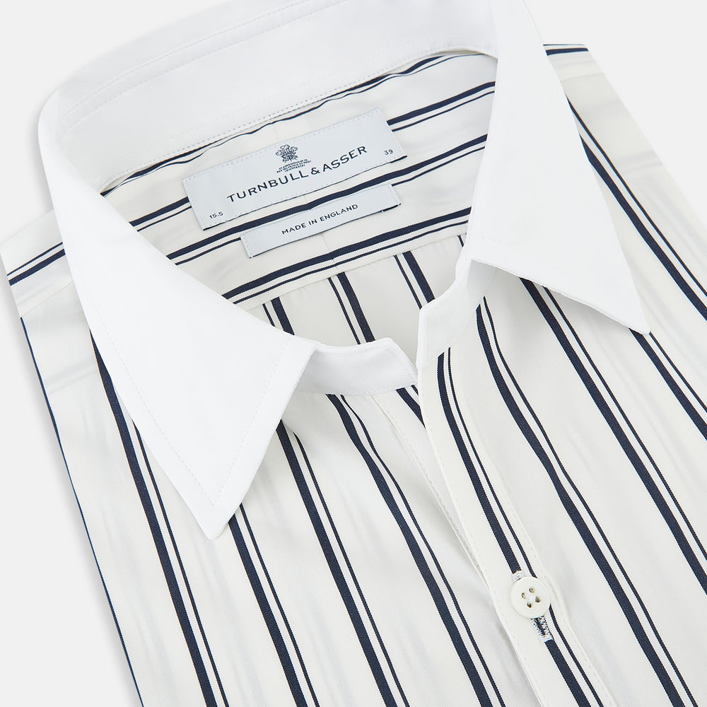 SHIRTS RF WH WINDSOR OPEN CLR WH 3BC NAVY STRIPE 19