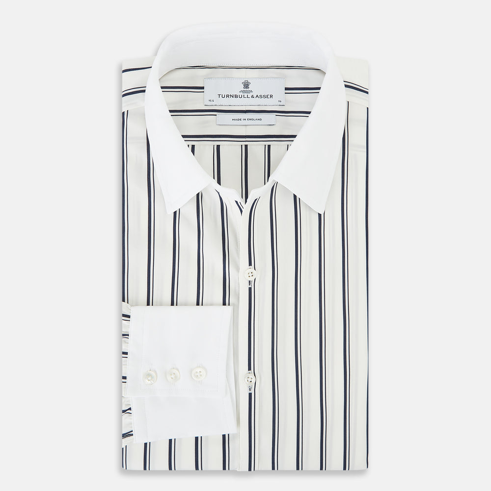 SHIRTS RF WH WINDSOR OPEN CLR WH 3BC NAVY STRIPE 19