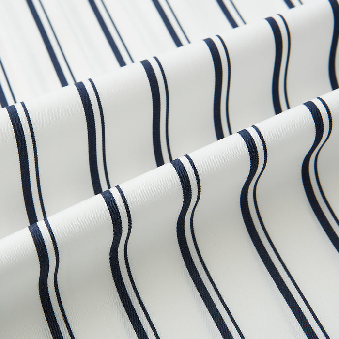 Windsor Track Stripe Navy Open Collar Regular Fit Shirt in Cotton Image 7