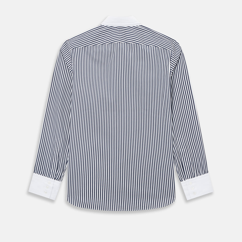 SHIRTS RF WH WINDSOR OPEN CLR WH 3BC NAVY STRIPE 16.5