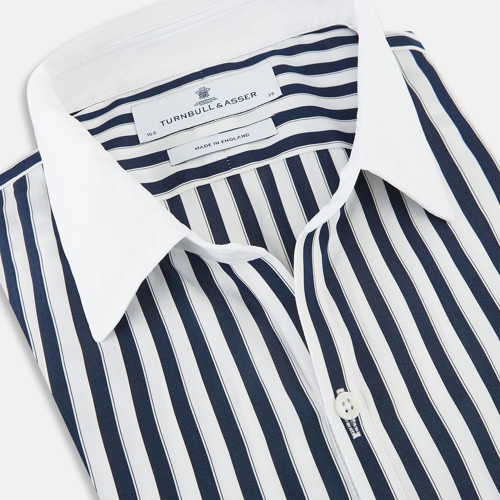 SHIRTS RF WH WINDSOR OPEN CLR WH 3BC NAVY STRIPE 14.5