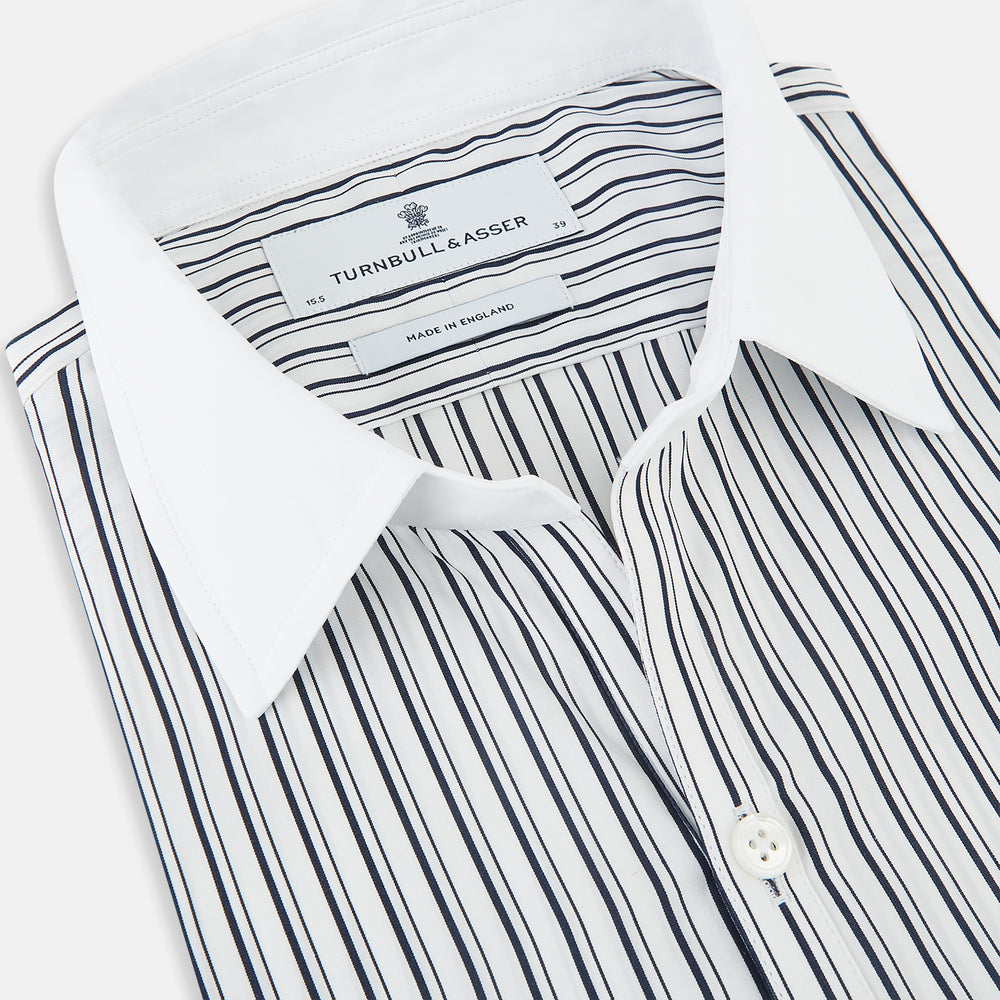 SHIRTS RF WH WINDSOR OPEN CLR WH 3BC NAVY STRIPE 19