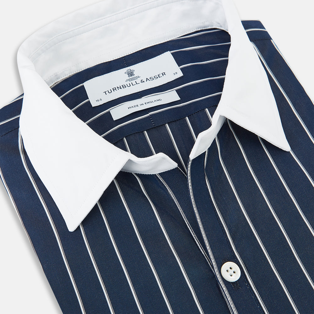 SHIRTS RF WH WINDSOR OPEN CLR WH 3BC WH STR ON NVY 14.5