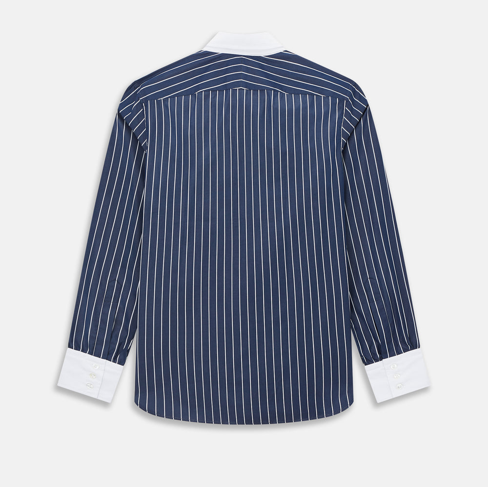 SHIRTS RF WH WINDSOR OPEN CLR WH 3BC WH STR ON NVY 14.5