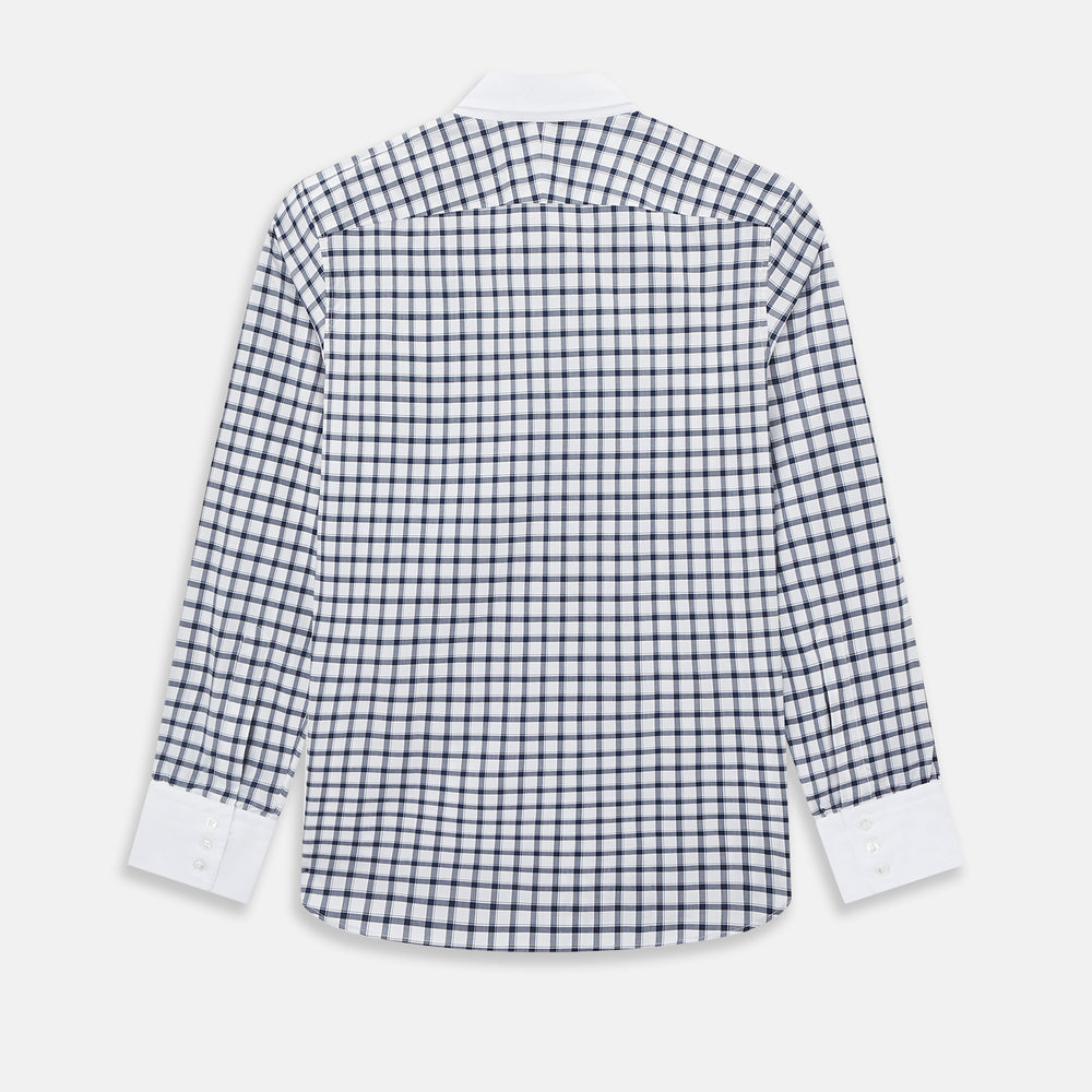 SHIRTS RF WH WINDSOR OPEN CLR WH 3BC NAVY CHECK 18.5