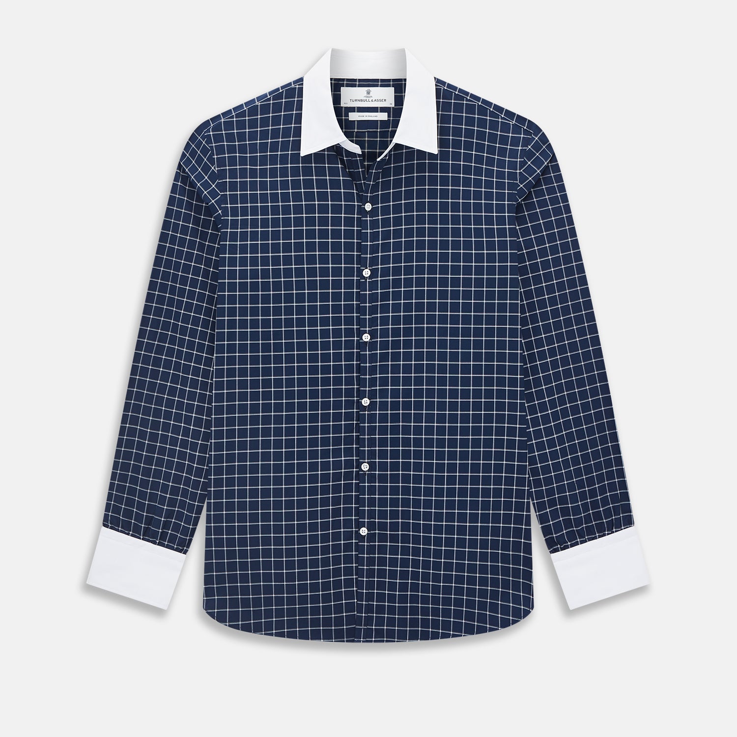 View 1 of product SHIRTS RF WH WINDSOR OPEN CLR WH 3BC WH CHK ON NVY 14.5