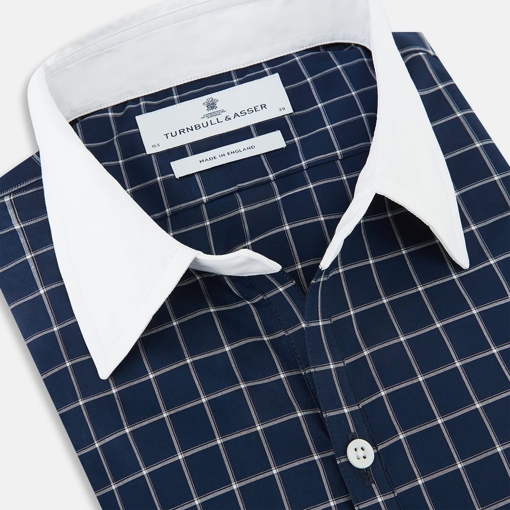SHIRTS RF WH WINDSOR OPEN CLR WH 3BC WH CHK ON NVY 14.5