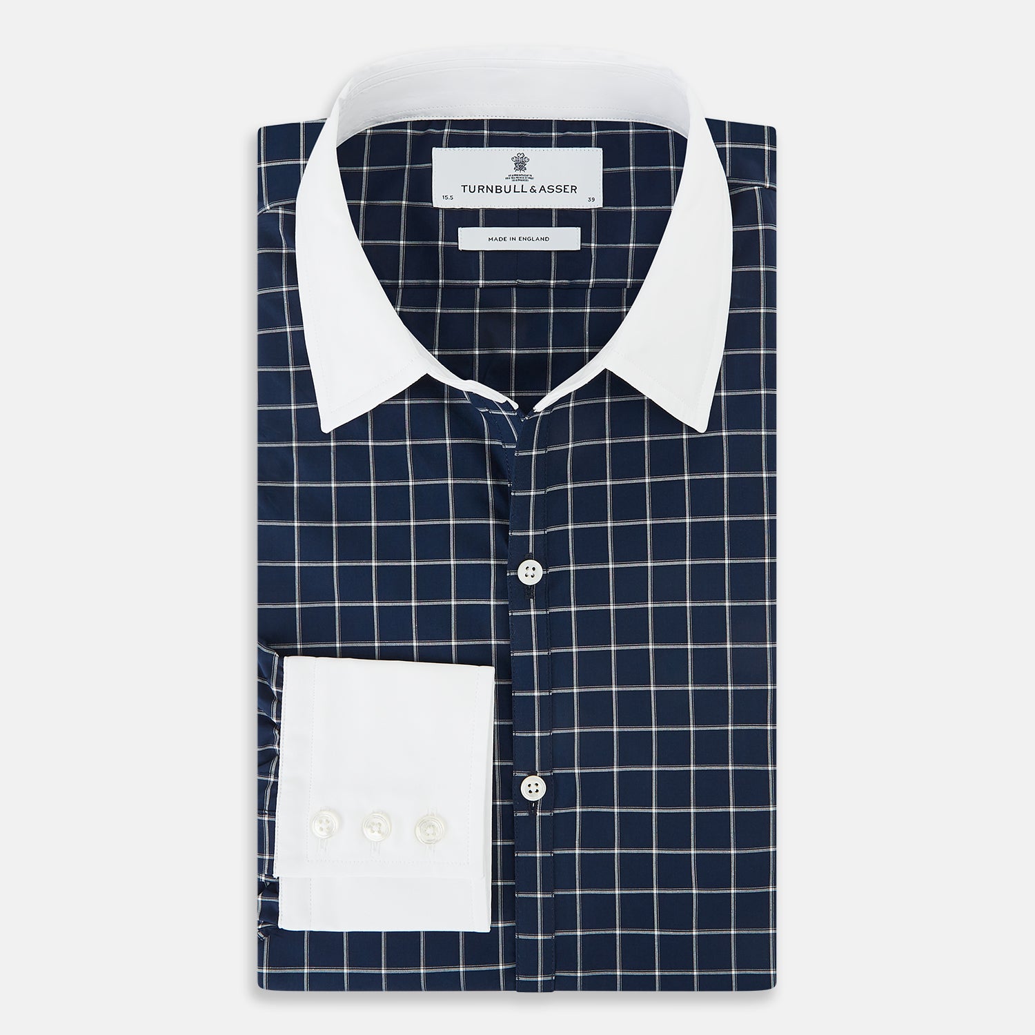 View 5 of product SHIRTS RF WH WINDSOR OPEN CLR WH 3BC WH CHK ON NVY 14.5