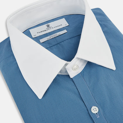 Colony Blue Pinstripe Westminster Shirt with Contrast Collar & Cuffs Image 1