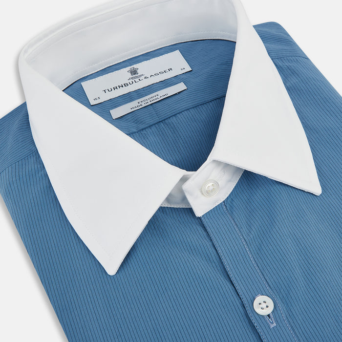 Colony Blue Pinstripe Westminster Shirt with Contrast Collar & Cuffs Image 1