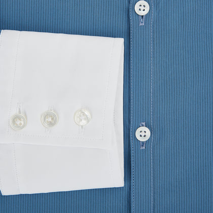 Colony Blue Pinstripe Westminster Shirt with Contrast Collar & Cuffs Image 3