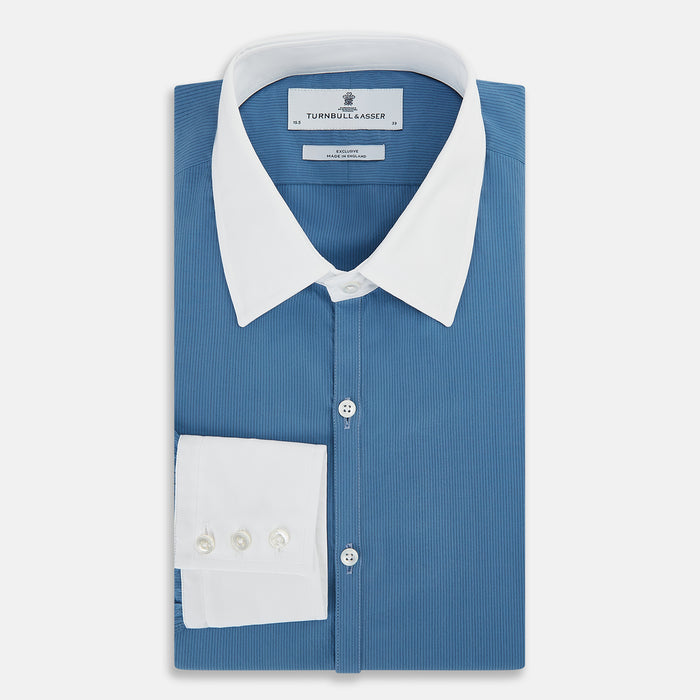 Colony Blue Pinstripe Westminster Shirt with Contrast Collar & Cuffs Image 4