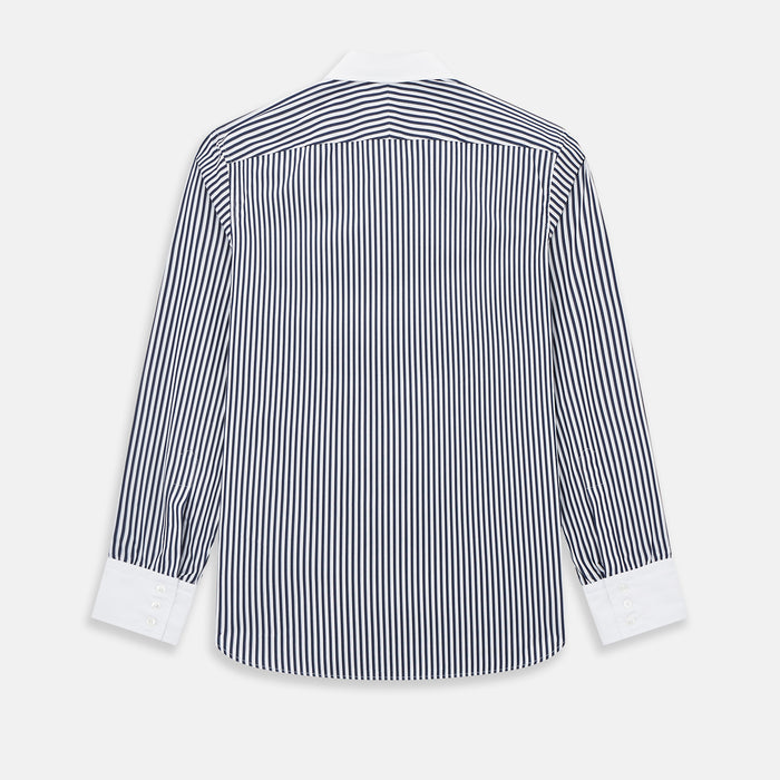 Westminster Double Stripe Navy Closed Collar Regular Fit Shirt in Cotton Image 2