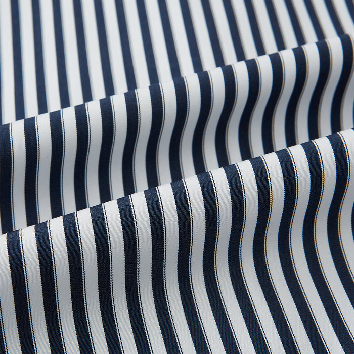 Westminster Double Stripe Navy Closed Collar Regular Fit Shirt in Cotton Image 7