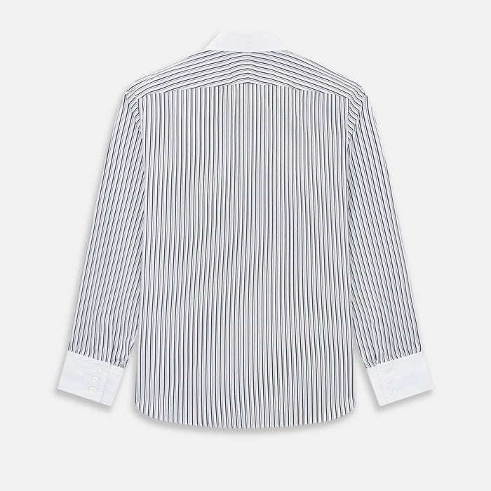 Westminster Fancy Stripe Navy Closed Collar Regular Fit Shirt in Cotton Image 2