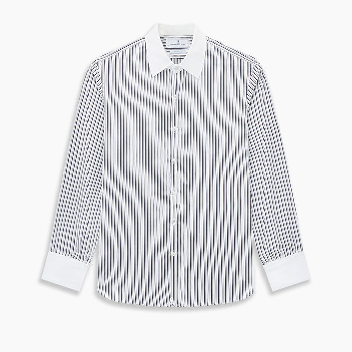 Westminster Fancy Stripe Navy Closed Collar Regular Fit Shirt in Cotton Image 8