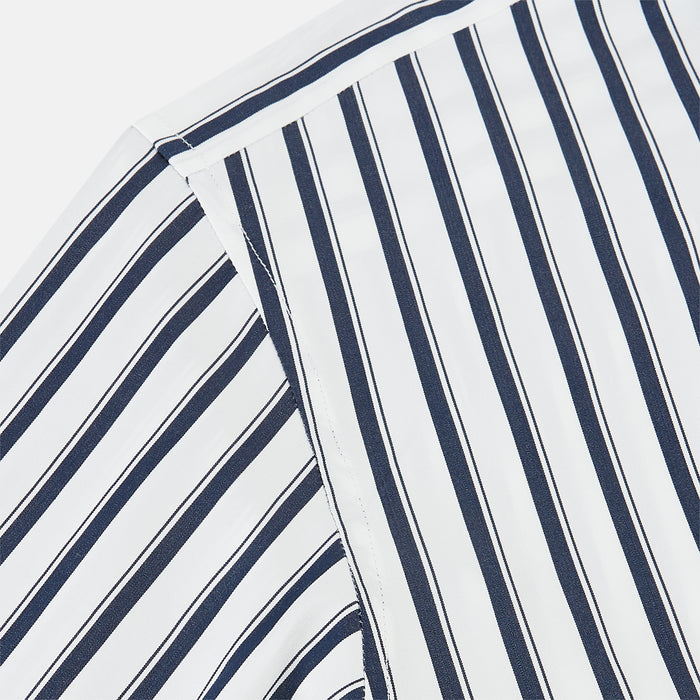 Westminster Shadow Stripe Navy Closed Collar Regular Fit Shirt in Cotton Image 5