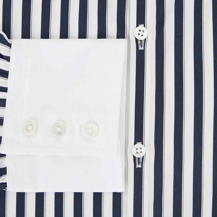 Westminster Reverse Stripe Navy Closed Collar Regular Fit Shirt in Cotton Image 3