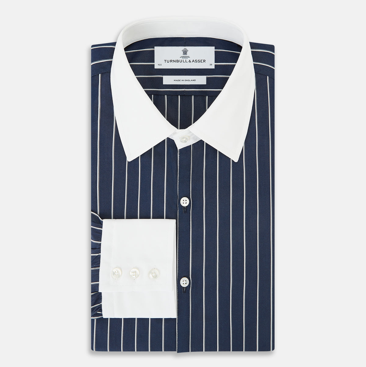 View 5 of product SHIRTS RF WH WESTMINSTER CLSDCR WH 3BC WHT STR NVY 15.5