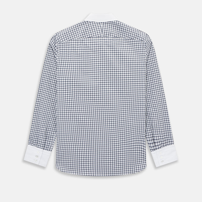 Westminster Double-Track Check Navy Closed Collar Regular Fit Shirt in Cotton Image 2