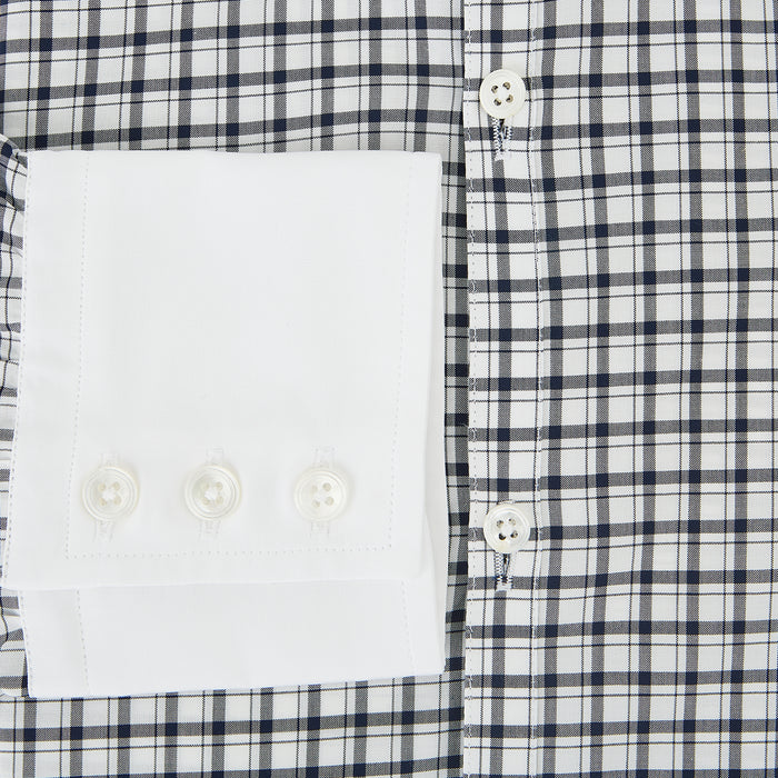 Westminster Double-Track Check Navy Closed Collar Regular Fit Shirt in Cotton Image 3