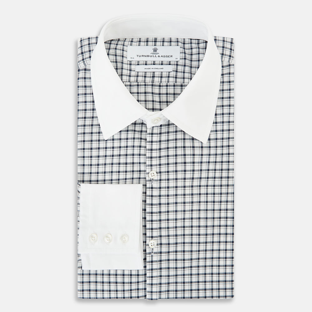 SHIRTS RF WH WESTMINSTER CLSD CLR WH 3BC NVY CHK 149G / 15.75