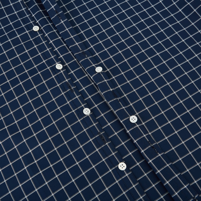 Westminster Reverse Check Navy Closed Collar Regular Fit Shirt in Cotton Image 6