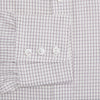 View 3 of product The Turnbull & Asser Purple Graph Check Mayfair Shirt features a classic T&A collar and cuffs, long sleeves, and a subtle purple checkered pattern, shown against a white background.