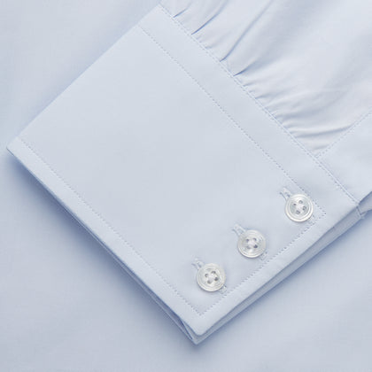 Tailored Fit Light Blue Cotton Shirt with Kent Collar and 3-Button Cuffs Image 3