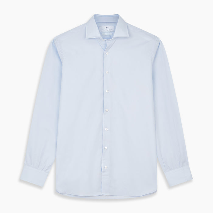 Tailored Fit Light Blue Cotton Shirt with Kent Collar and 3-Button Cuffs Image 5