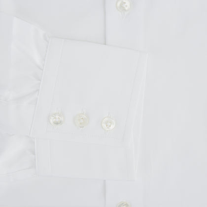 Tailored Fit Plain White Cotton Shirt with Kent Collar and 3-Button Cuffs Image 2