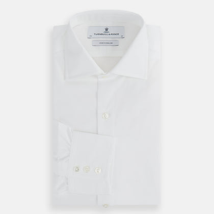Tailored Fit Plain White Cotton Shirt with Kent Collar and 3-Button Cuffs Image 3