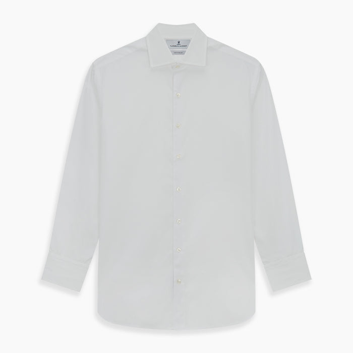 Tailored Fit Plain White Cotton Shirt with Kent Collar and 3-Button Cuffs Image 4