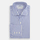 A Tailored Fit Blue and White Candy Stripe Shirt with Kent collar and 3-button cuffs by Turnbull & Asser, featuring the brand's label inside the collar.