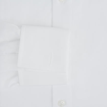 Tailored Fit Plain White Cotton Shirt with Kent Collar and Double Cuffs Image 3