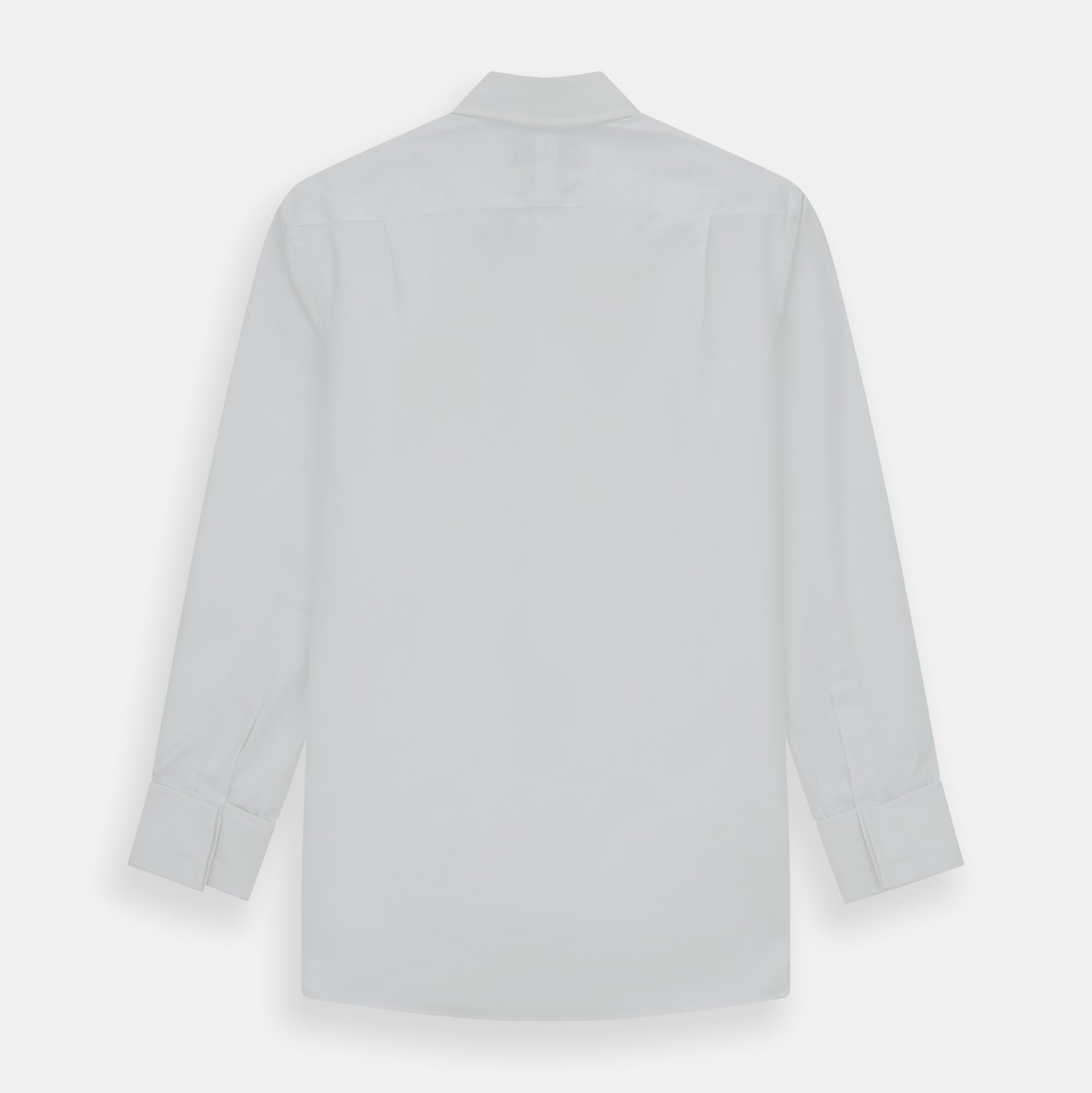 View 3 of product The Turnbull & Asser Tailored Fit White Royal Oxford Cotton Shirt features a Kent collar, double cuffs, and front buttons, shown on a clean white background.