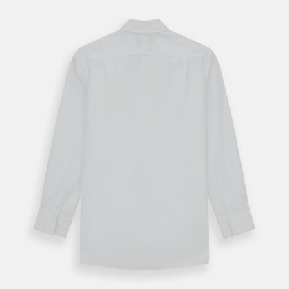 Tailored Fit White Royal Oxford Cotton Shirt with Kent Collar and Double Cuffs Image 2