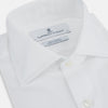 View 2 of product The Turnbull & Asser Tailored Fit White Royal Oxford Cotton Shirt features a Kent collar, double cuffs, and front buttons, shown on a clean white background.