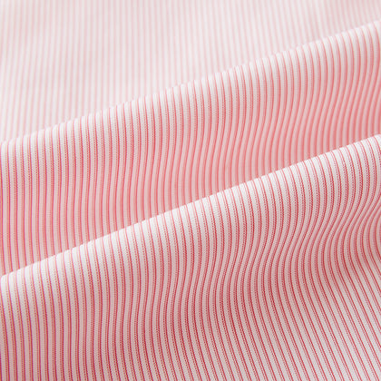 Fine Striped Coral on White Tailored Fit Shirt in Cotton Image 4