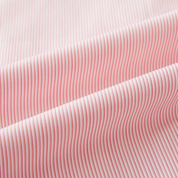 Fine Striped Coral on White Tailored Fit Shirt in Cotton Image 4